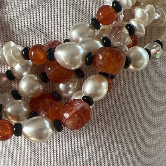 Elegant Multi-Strand Pearl and Bead Necklace - Picture 2 of 3